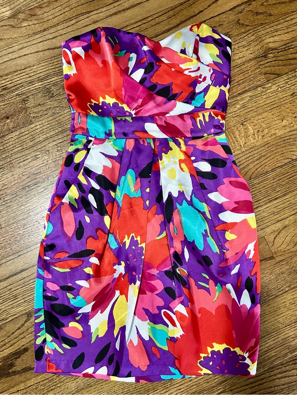 B Darlin Strapless Floral Cocktail Dress - Purple, Red, Pink, Teal, Yellow